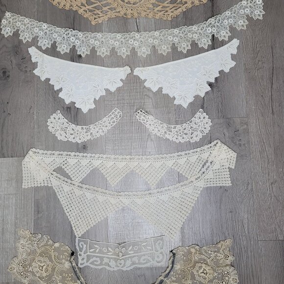 Vintage Lace Collar & Trim Assortment 7 Pieces Beige & White Intricate Designs F - Picture 3 of 6